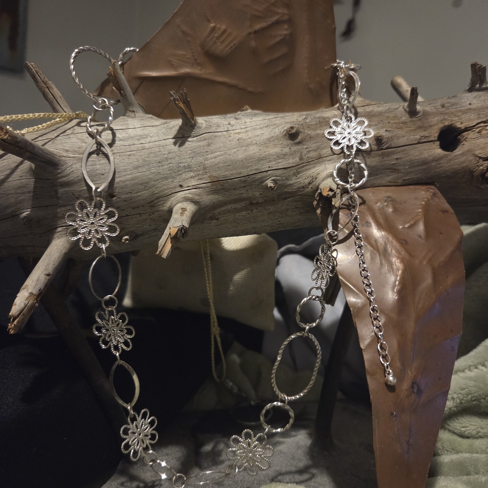 Elegant Silver Floral Chain Bracelet